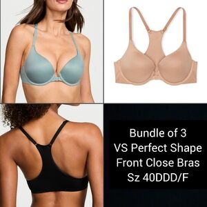 (3) Victoria's Secret Perfect Shape Front Close Bras Sz 40DDD Racerback 40F